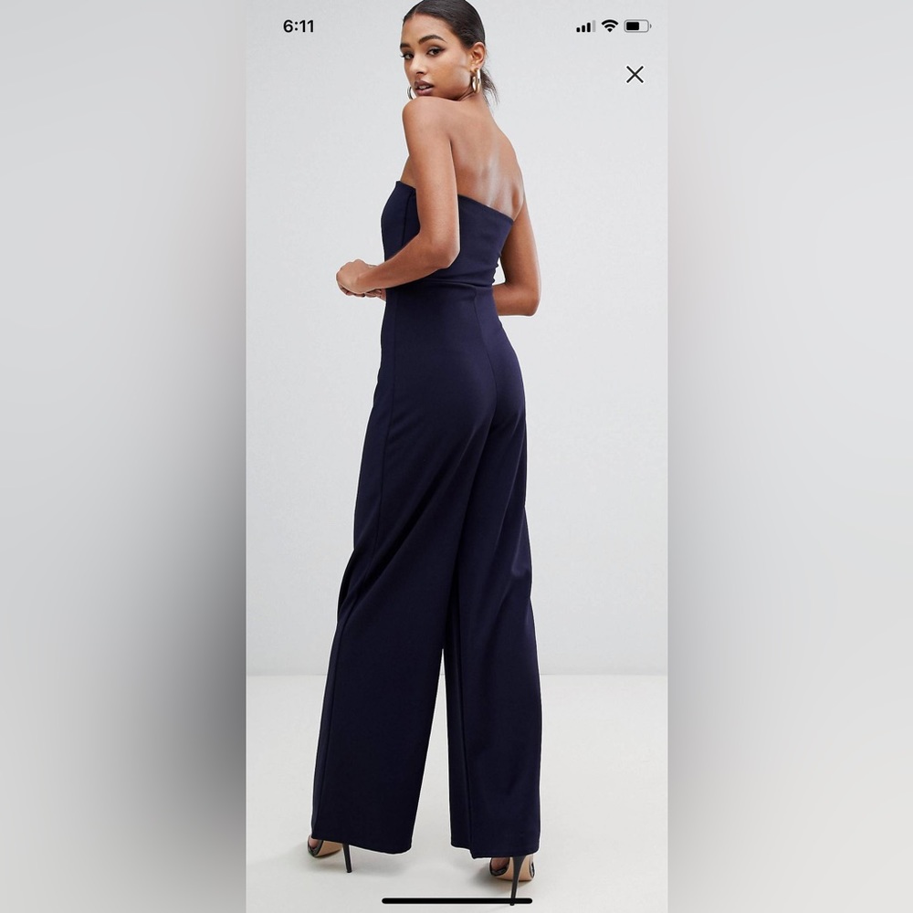 NEW Missguided - V Bar Bandeau Wide Leg Jumpsuit - Picture 3 of 6
